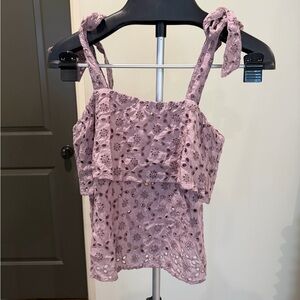 American Eagle Outfitters Lavender Eyelet Tie-Strap Camisole NWT